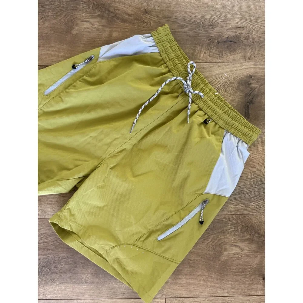 GONGGAR SLATELINE L NWOT water-repell ripstop hiking shorts Yellow Cream